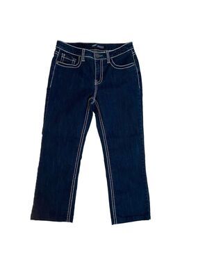 Arizona jeans capris dark blue white contrasting stitching stretchy denim 28/29
